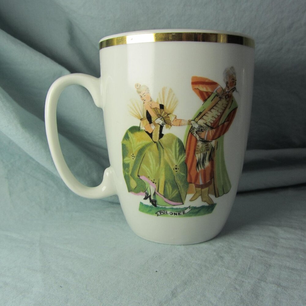 *BOGO mugs* 12 oz mug folk dancers Favolina Wloclawek Porcelna Poland (w1531)